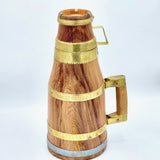 Moroccan Berber wooden water jar (pot) with brass rings and a handle, included Beer Mug, completely handmade