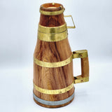 Moroccan Berber wooden water jar (pot) with brass rings and a handle, included Beer Mug, completely handmade