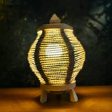 Handmade Moroccan Round Straw Table Lamp - Boho Decor, Boho Lighting, Wooden Base Lamp, Eco-Friendly Lighting