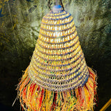 Handcrafted Braided Pendant Lamp in Natural Palm Fiber - Eco-Friendly Boho Lighting with Moroccan Flair